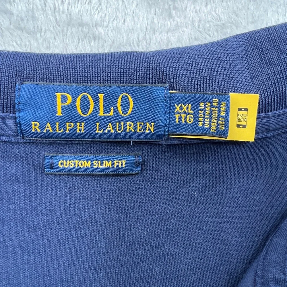 Polo Ralph Lauren Custom Slim Fit Polo Shirt Size 2XL Navy Blue Men Classic Logo